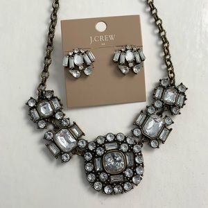 J Crew brushed silver necklace and earring set